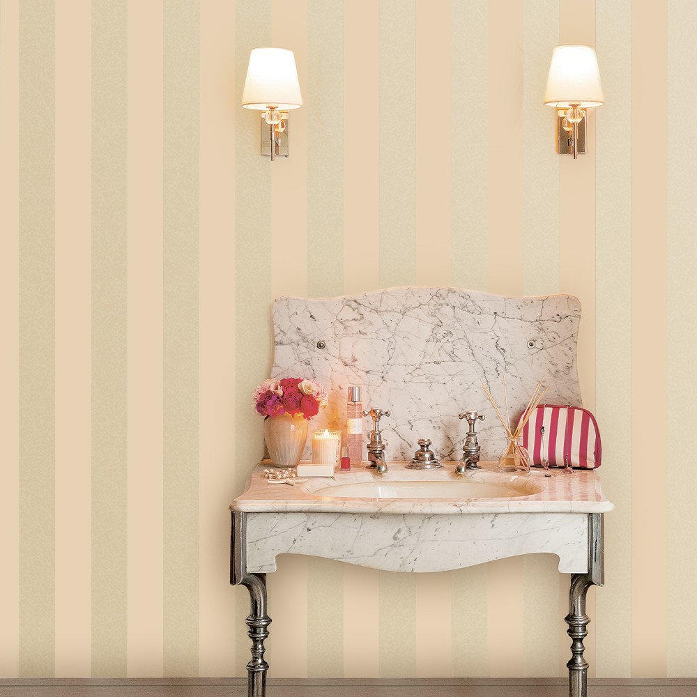 Lille Pearlescent Stripe Wallpaper 113337 by Laura Ashley in Linen